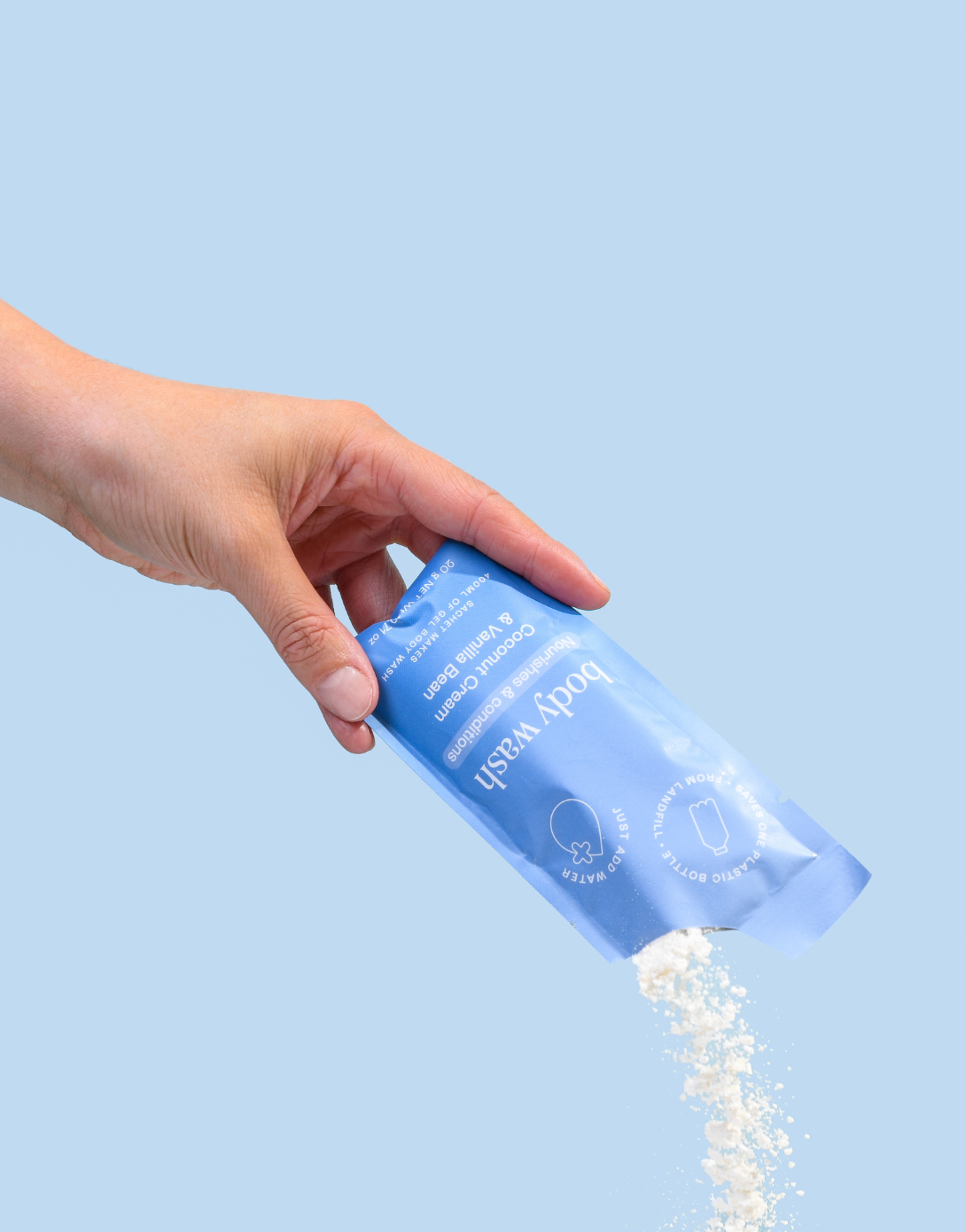 powder-to-gel body wash refill pack