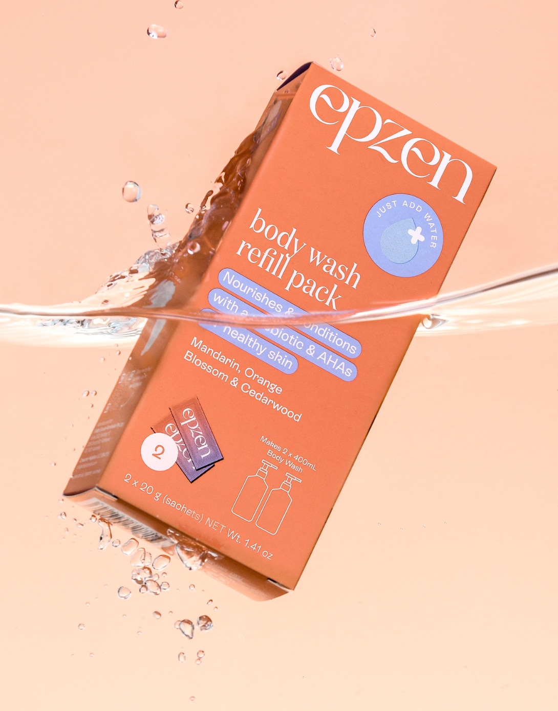 powder-to-gel body wash refill pack
