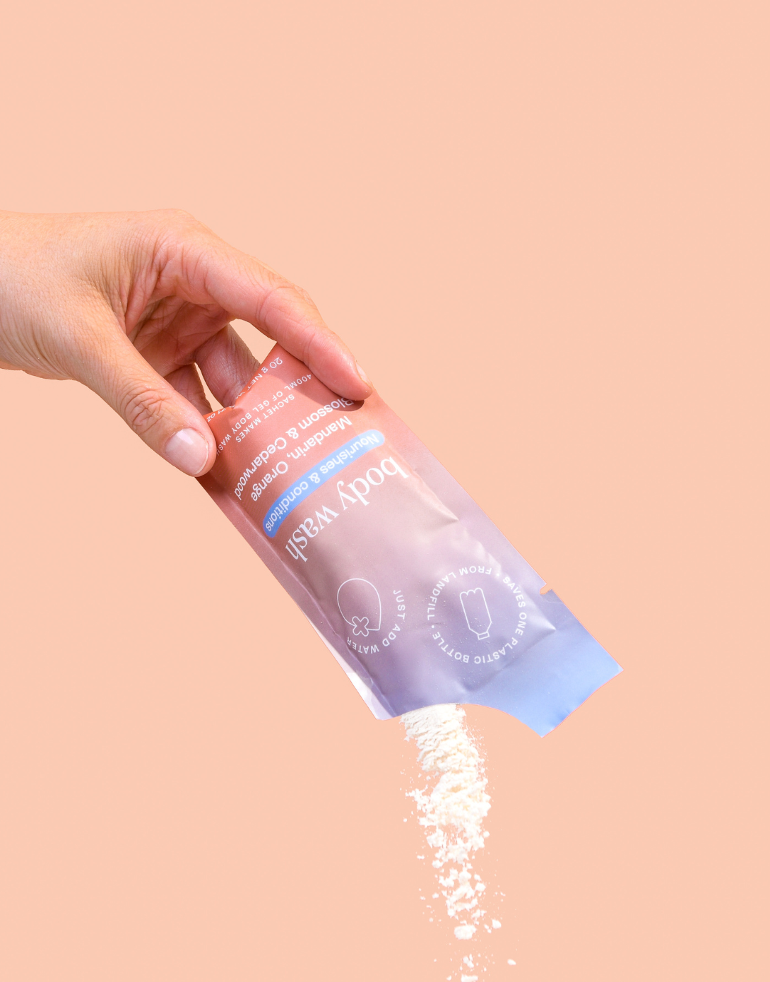 powder-to-gel body wash refill pack