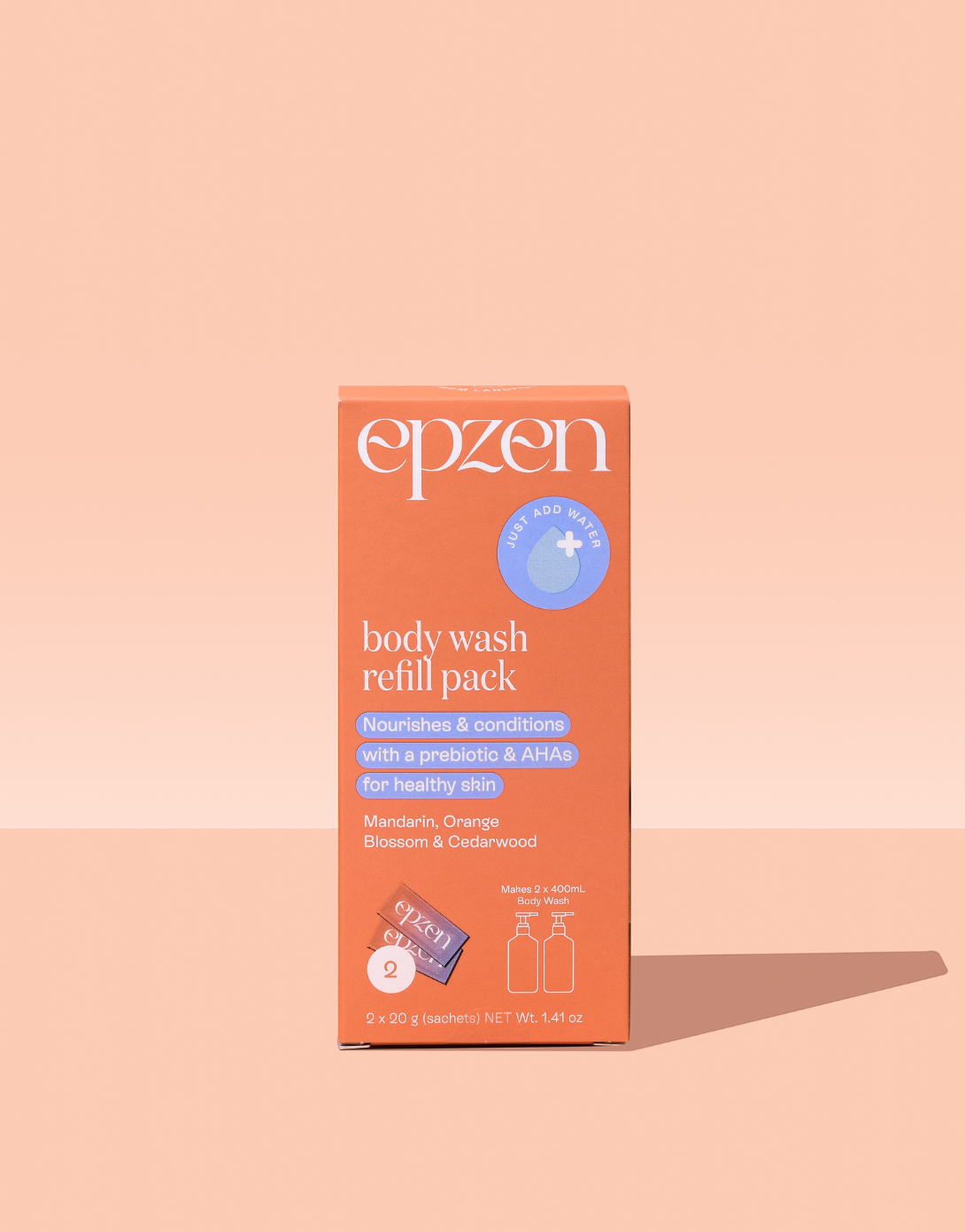 powder-to-gel body wash refill pack