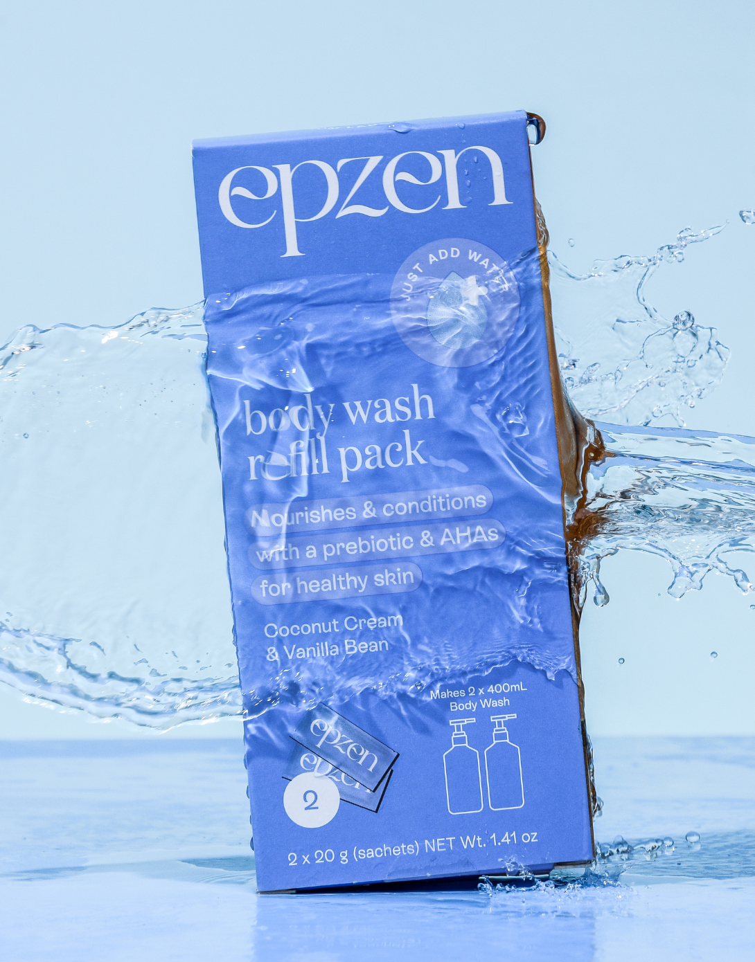 powder-to-gel body wash refill pack
